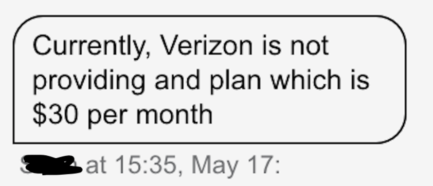 Screenshot: Verizon is not offering a $30 plan