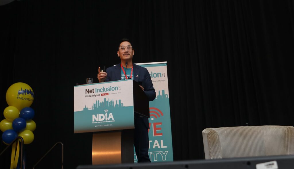 Paolo Balboa on stage on Day 1 at Net Inclusion 2024 in Philadelphia
