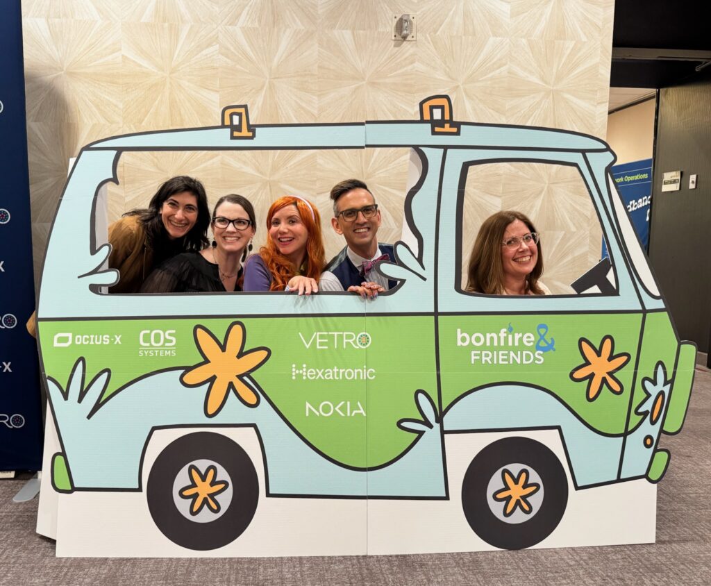 In the Bonfire Mystery Machine, Juliet Fink Yates, Broadband Infrastructure and Digital Inclusion Manager in the Office of Innovation and Technology at the City of Philadelphia; Gen Simrak (Angela’s cousin!); Jade Piros de Carvalho, VP of Broadband Advocacy and Policy at Bonfire and Chris Ali, Pioneers Chair in Telecommunications at Penn State University
